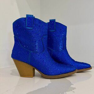 ✨ Blue Rhinestone Western Boots ✨